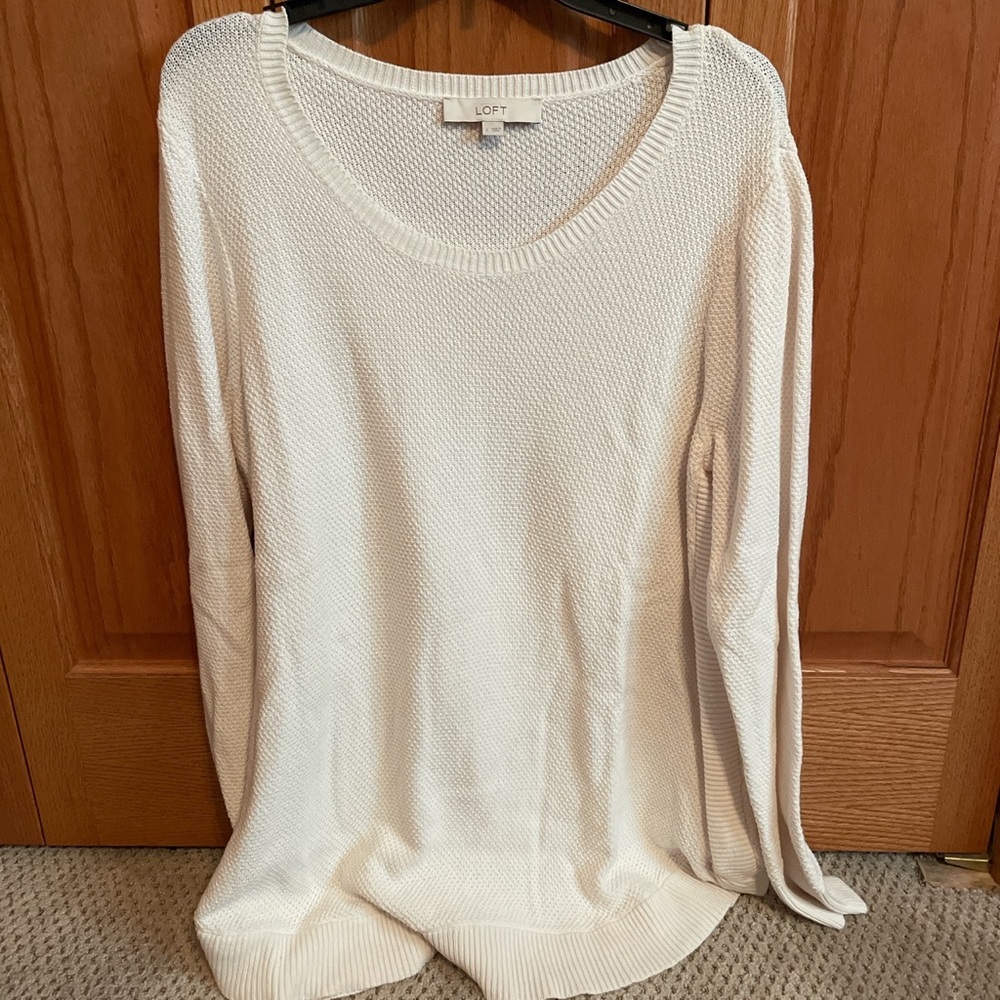 White sweater. Purchased from Loft